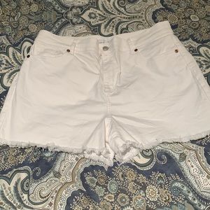 Loft high waisted white shorts size 10, frayed bottom
